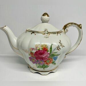 Vintage Porcelain Ceramic “TILSO” Musical Floral Teapot Plays - Japan